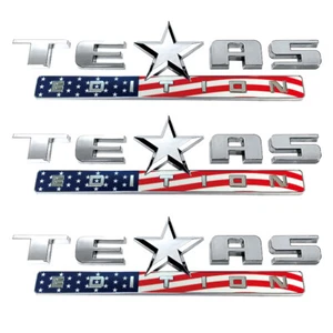 3PC 3D TEXAS EDITION EMBLEM Silver+Color American Flag Trunk Car Universal Decal - Foto 1 di 8