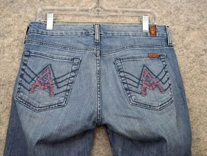 Jeans 7 For All Mankind donna 28 vita bassa una tasca bootcut lavaggio medio boho - Foto 1 di 18