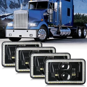 4X 4x6" Faros LED DRL Ojos de Ángel Girar Lámpara DOT para Kenworth T400 T800 W900 - Imagen 1 de 12
