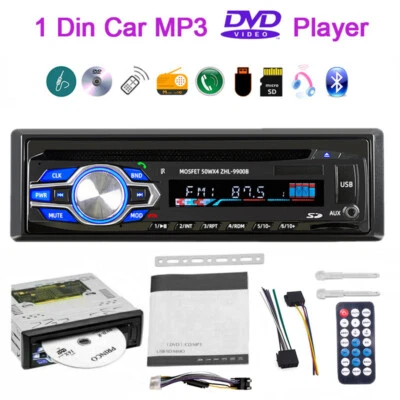Compatible with DVD CD FM AUX USB Single 1 Din MP3 Player Car Radio Bluetooth - Image 1 of 4