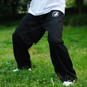 Baumwolltuch Tai Chi Kampfkunst Hose Wingchun Kung Fu Trainingshose schwarz - Bild 1 von 3