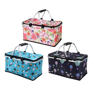 1pc30L Prtable Picnic Basket Oxford Cloth Picnic Bag W/PEVA Aluminum Foil Lining - Picture 1 of 9