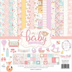 ECHO PARK COLLECTION KIT - HELLO BABY ITS A GIRL - 12"X12" - 12 SHEETS + STICKER - Picture 1 of 14