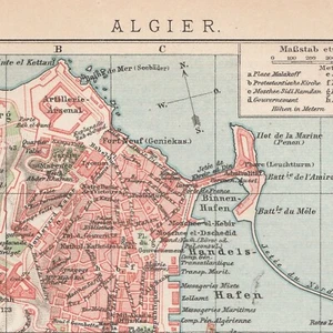 ALGIERS al-Jazāʾir Original Map DATED 1901 ALGERIA Alger Antique Vintage Map - Picture 1 of 8