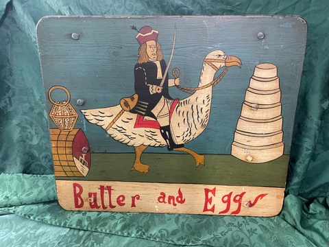 Wood Advertising Sign Butter and Eggs 20th Century Cover