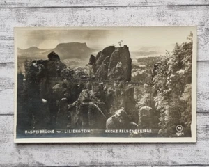 AK Basteibrücke Lilienstein Sachsen Felsengebirge Urlaub Reise Natur Postkarte - Picture 1 of 2