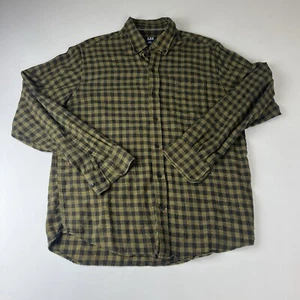 Cutter & Buck Button Down Mens Medium GreenYellow Flannel Warm Long Sleeve Shirt - Picture 1 of 7