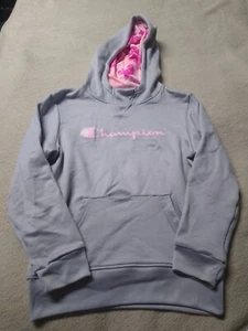 Girls Champion Grey and Pink Camo Hoodie Size 7/8 Casual School Pullover - Picture 1 of 7