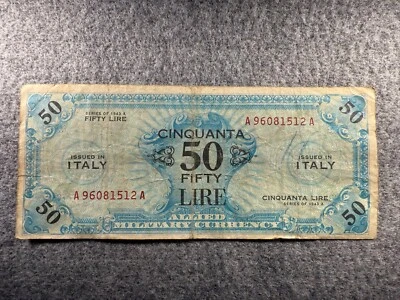 1943 Italy 50 Lire Allied Military Currency PM20a Banknote SPC832 - Image 1 of 2