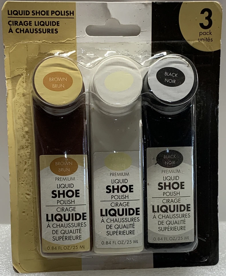 Liquid Shoe Shine Polish Premium 3 Pack Neutral Brown Black Sponge Applicator