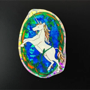 VINTAGE ILLUMINATIONS UNICORN PEGASUS sticker decal prism foil HOLO *RESTORED* - Picture 1 of 3