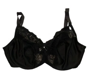 Wacoal Bra 85112 Elegance Hidden Wire Minimizer Sz 38DD Black Lace Unpadded - Picture 1 of 7