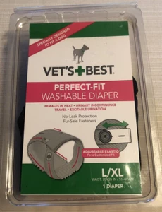 Pañal para perros L/XL Vet's Best lavable ajuste perfecto cintura 20-35 pulgadas azul acceso para mascotas - Imagen 1 de 8