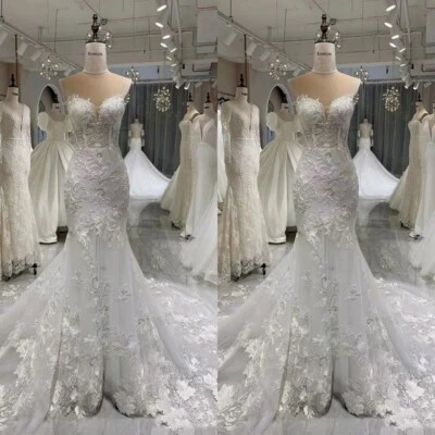 Gorgeous Mermaid Wedding Dresses Lace Appliques Sweetheart Beach Bridal Gowns - Image 1 of 4