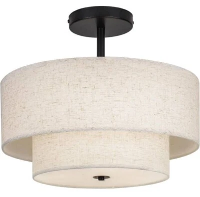 Lámpara de techo grande de 18 pulgadas con diseño de doble tambor Foto 1 de 4