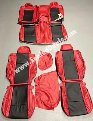 2015-2021 Dodge Challenger Custom Major Label Leather Seat Covers Red & Black - Image 1 of 4