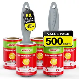 Lint Rollers For Pet Hair Extra Sticky 500 Sheets Mega Value Set Roller With 2 U - Picture 1 of 8