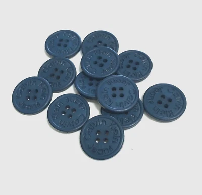 12 CK Calvin Klein Jeans Buttons Replacement Dark Teal Blue 4-Hole 20 mm #BL33 - Image 1 of 4