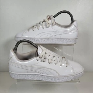 Puma Basket Crush White Patent Leather Ladies' Trainers Size 5 - Picture 1 of 12