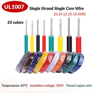 UL1007 Single Core Wire Cable 18-26 AWG Tinned Copper Cable Various Colours PVC - Picture 1 of 8