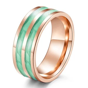 8mm Rose Gold Titanium Steel Band Women's Purple/Red/Green Enamel Ring Size 6-10 - Picture 1 of 12