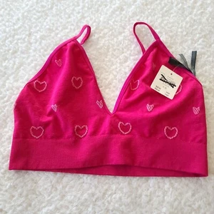 by Anthropologie nahtloser Triangel-Bralette S/M rosa Herzen verstellbar neu mit Etikett - Bild 1 von 9