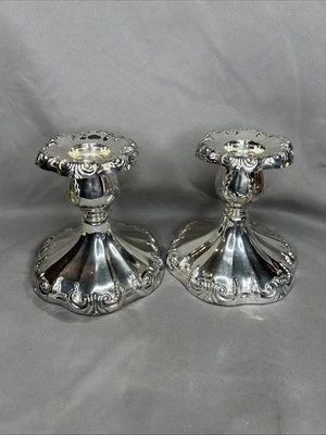 2 candelabros de consola ponderados Gorham Silverplate Chantilly Hollowware DE COLECCIÓN Foto 1 de 4