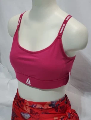 Reebok Sports Bra Womens Tri-Back Core Low Impact Support Vivacious Pink L -XXXL - Image 1 of 4