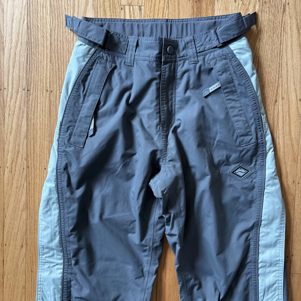 Vans Technical冬季滑雪滑雪滑雪板裤女式中号灰色绿色条纹 — 第 1/4 张图片