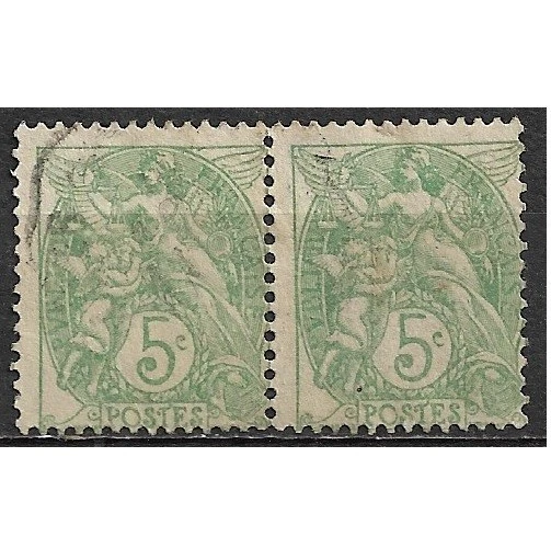 Timbre Oblitérés YT 111 MI 90 type BLANC 5c vert 1900 - Photo 1/1