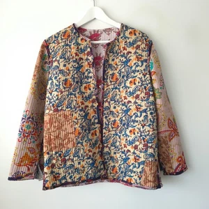 ZARA Printed Oversized Patchwork Quilted Jacket Reversible S Small 8 10 - Picture 1 of 6