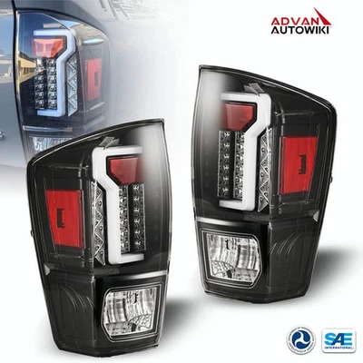 Par de luces traseras LED para Toyota Tacoma 2016-2023 luces de freno traseras negras transparentes Foto 1 de 4