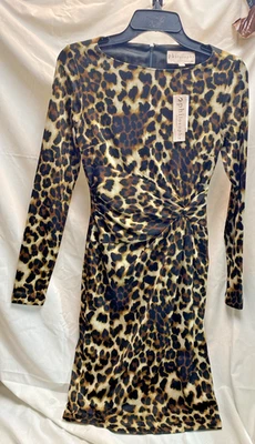 NUEVO CON ETIQUETAS $98 VESTIDO ESTAMPADO LEOPARDO MUJER POR PHOLOSOPHY TALLA XS Foto 1 de 4