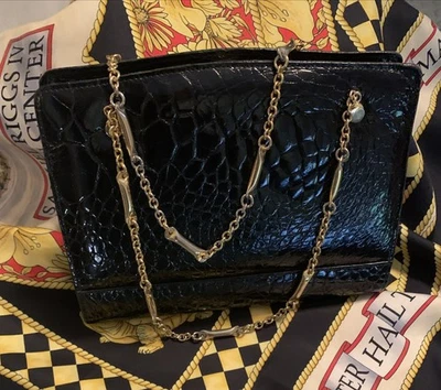 Alligator EveningBag w/ Gold Chain•Made In Italy For Robinsons.BeverlyHills•1970 - Image 1 of 4