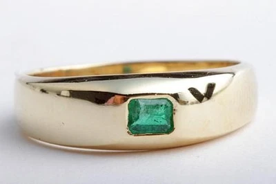Emerald Ring 0,15ct 750 18K Yellow Gold Size 55 Emerald Foto 1 de 4