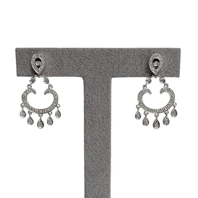 Pendientes colgantes con araña de diamantes de oro blanco de 14 k 0,43 ctw H SI2 Foto 1 de 4