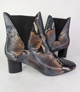 Donald J Pliner Women Austin Ankle Snakeprint Booties Blue Bell 11M - Picture 1 of 9