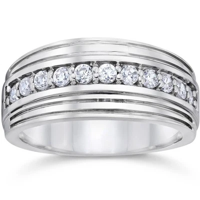 Anillo de boda de platino de diamantes de 5/8 quilates para hombre Foto 1 de 4