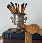 Vintage Silver Plated Mini Urn Matchstick Toothpick Holder Made in Japan