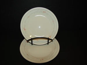 JUEGO DE 2 PLATOS DE PAN Corelle MELOCOTÓN/ROSA Flores Gris Tallos y Líneas Piedra Arenisca - Imagen 1 de 7