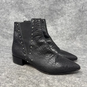 Napoleoni Italian Leather Studded Boots Crocodile Embossed Womens Size 38 EU - Foto 1 di 10