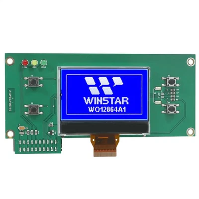 Platine mit WINSTAR WO12864A1-TMI# LCD-Grafikdisplay, 128x64 COG, blau, ST7565P - Bild 1 von 3