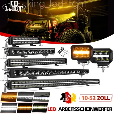 22-52" Curved E-Prueba LED Lightbar Barra de luz Faro de trabajo Offroad 12-24V - Imagen 1 de 4