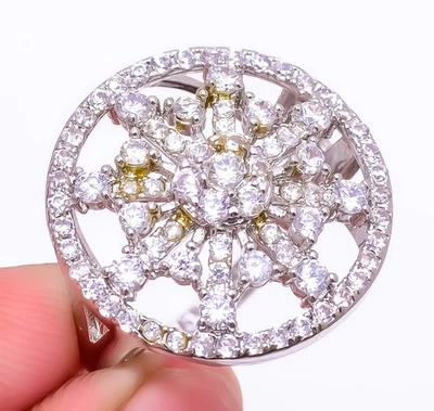 Anillo de joyería enchapado en plata rodio blanco topacio blanco s.7 R6216-228 Foto 1 de 4