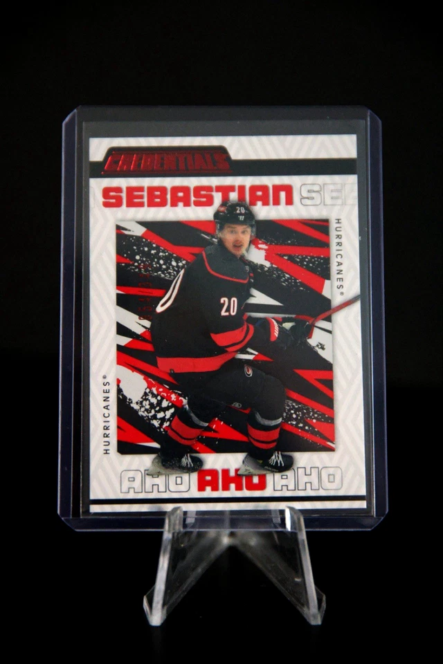 2023-24 Upper Deck UD Credentials Orange #/349 - 14 Sebastian Aho, Carolina - Image 1 of 2
