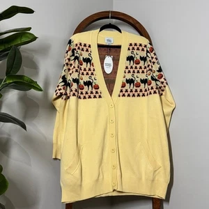 Unique Vintage 2X/3X Ivory & Orange Halloween Cat Pumpkin Cardigan Sweater NEW - Picture 1 of 10