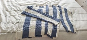 NEW Ladies Dorothy PERKINS Long Sleeve Sweater Jumper Med Tall Blue/White Stripe - Picture 1 of 7