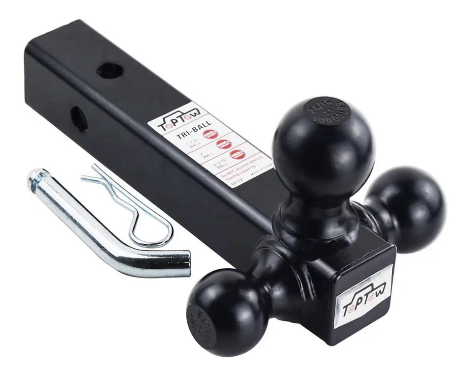 TOPTOW 64172HP Trailer Receiver Hitch Triple Ball Mount Black Balls with Hitc...