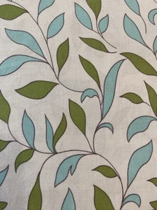 Cotton Quilting Fabric Traditions Modern Green Blue leaves 1 7/8 yd washed - Picture 1 of 5