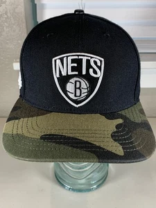 Pro Standard Brooklyn Nets Snapback Mütze Kappe schwarz weiß Tarnmuster Leder Knopf NBA - Bild 1 von 10